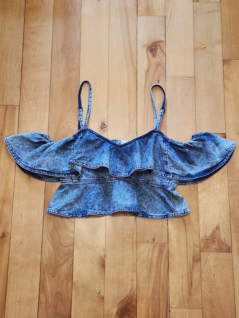 Isabel Marant Etoile Voloteo Chambray Ruffle Crop Top - 36 / S